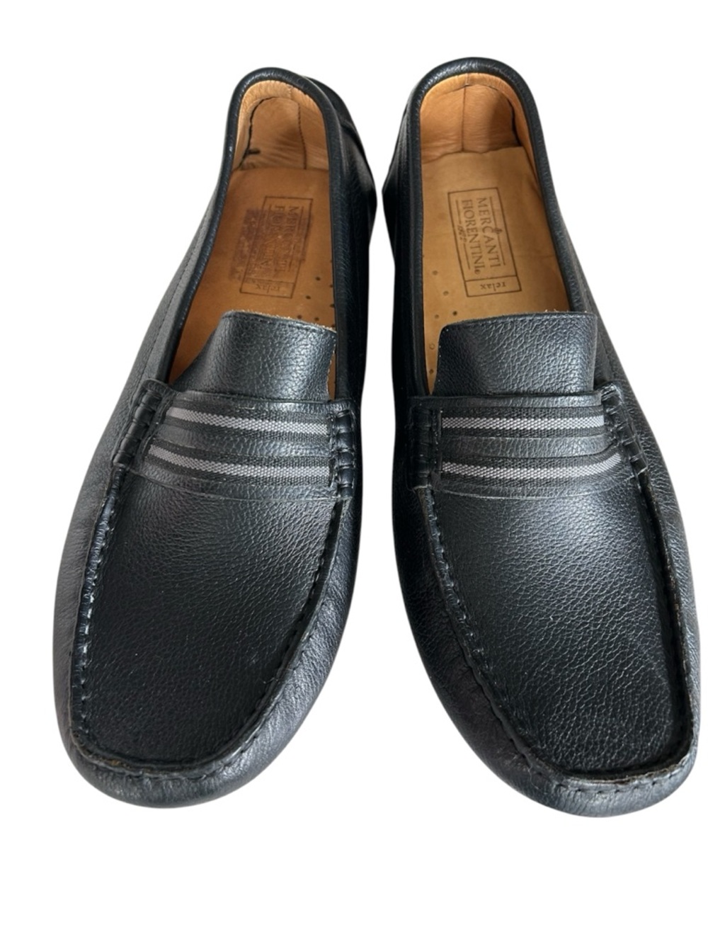 Mercanti Fiorentini Black Pebble Leather Relax Driving Slip-On Loafers Size 11M